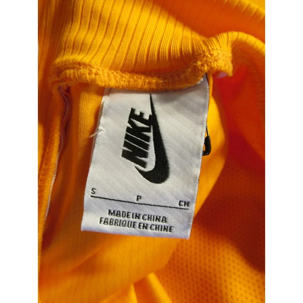 NIKE Women Small Orange Ribbed Midi Athletic Dress 1/4 Zip Tennis Golf LS